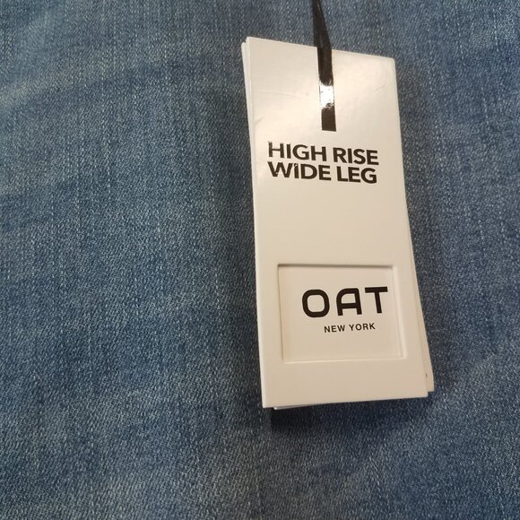 OAT New York Jeans Womens 22W High Rise Wide Leg Frayed Hem Denim Plus New - Picture 6 of 12